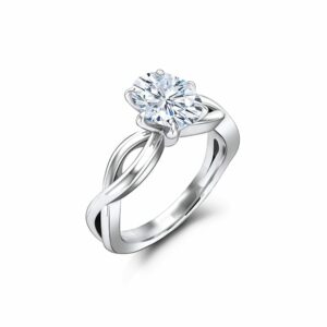 Oval moissanite engagement ring with Charles and Colvard Forever One