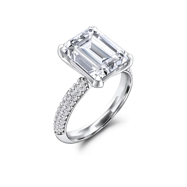Charles and Colvard Forever One Emerald Cut Moissanite Engagement Ring