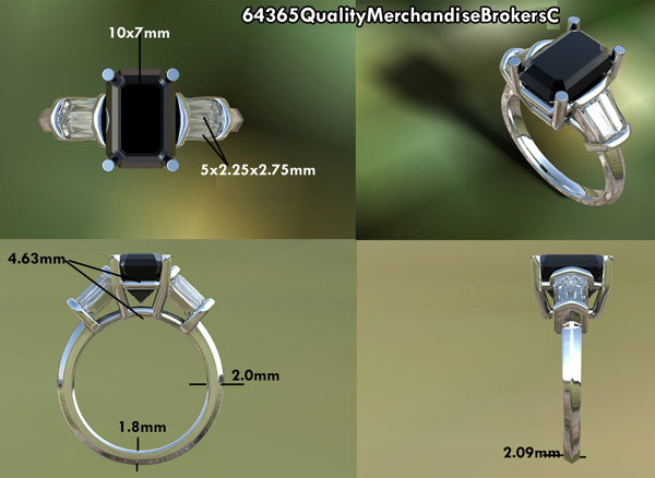 Black diamond and moissanite engagement ring