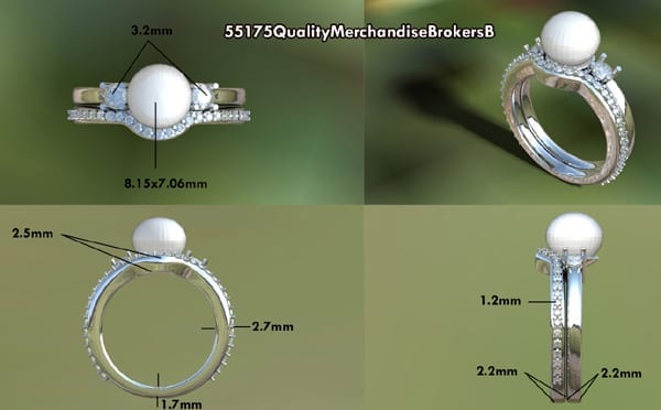 Pearl & Diamond Engagement Ring