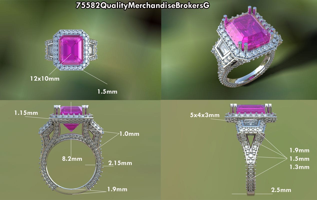 Emerald Cut Pink Sapphire Ring