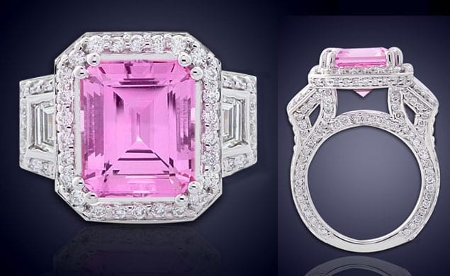 Finished Pink Sapphire & Diamond Engagement Ring